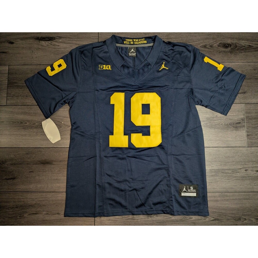 Bryce Underwood #19 Michigan Wolverines Blue Stitched Jersey Men's Small